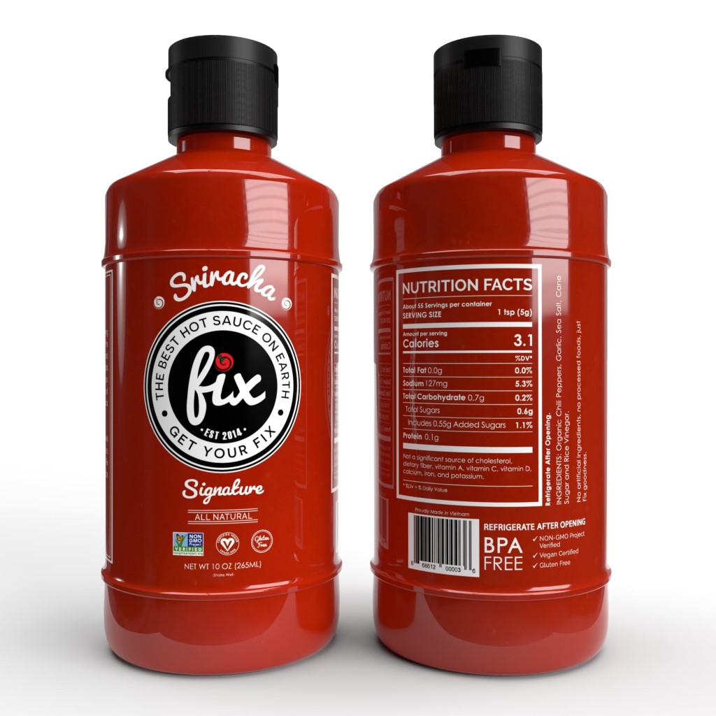 Fix Hot Sauce Signature Sriracha 10 oz Front and Back